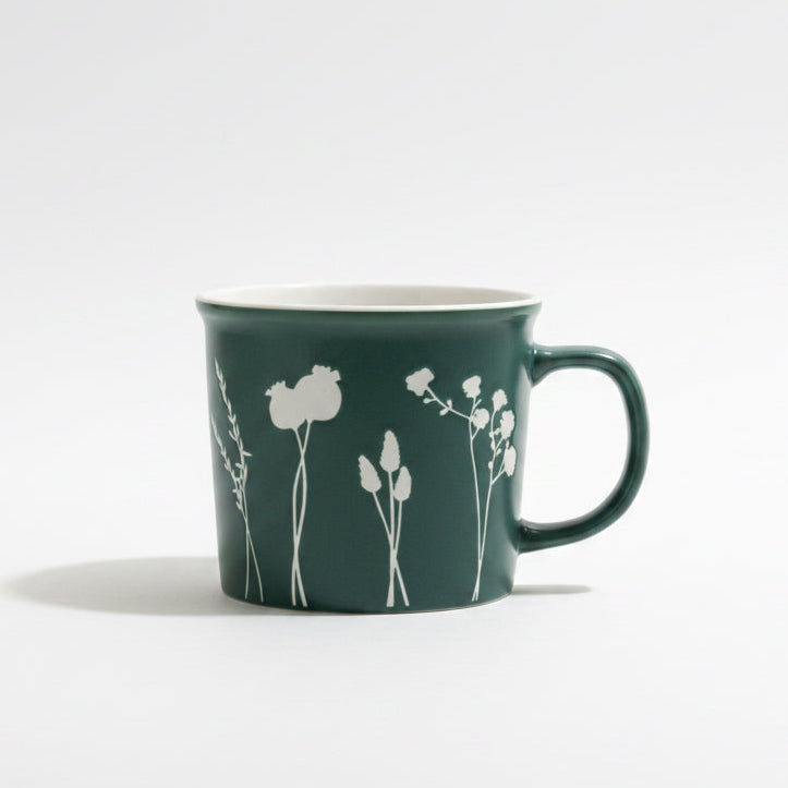 Botanical Ceramic Mug — Forest Green