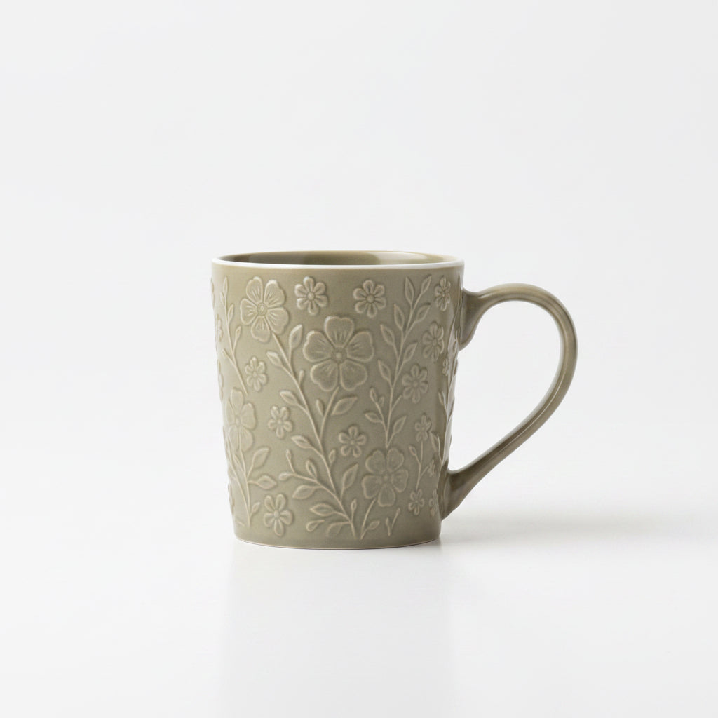 Taupe Bloom Embossed Mug