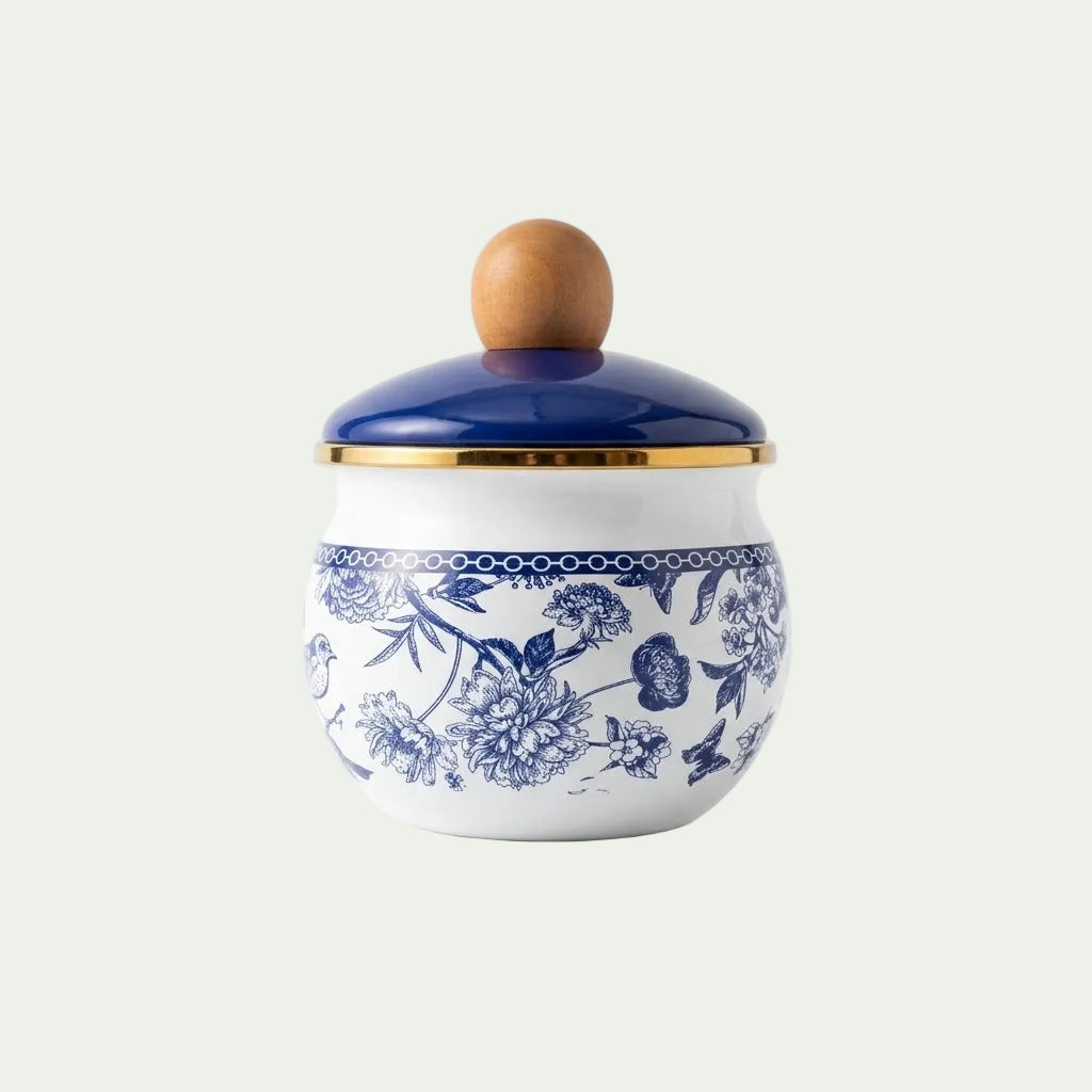 Blue Chinoiserie Enamel Sugar Bowl