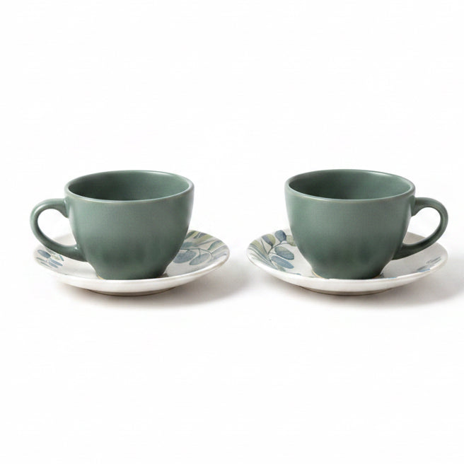 Botanical Tea Cup & Saucer Set — Sage
