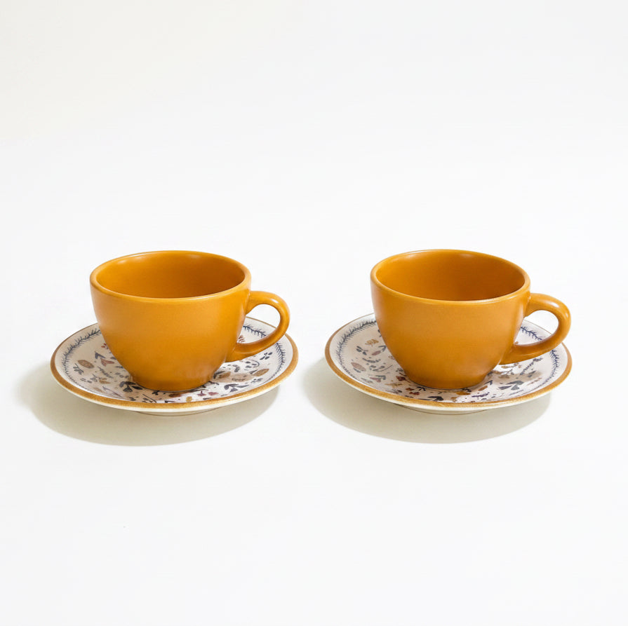 Woodland Tea Cup & Saucer Set — Mustard