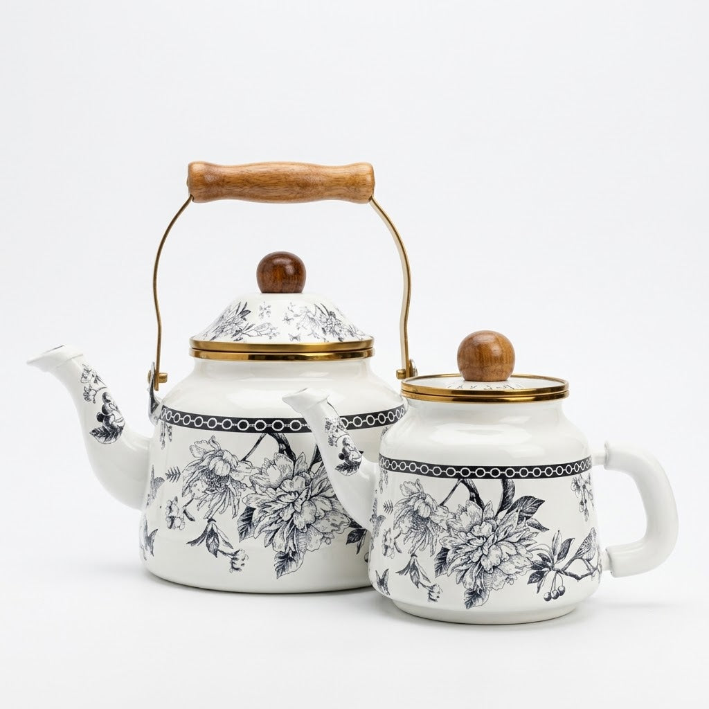 Botanical Enamel Teapot Set