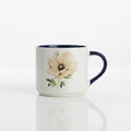 Peony Bloom Ceramic Mug — Navy Handle