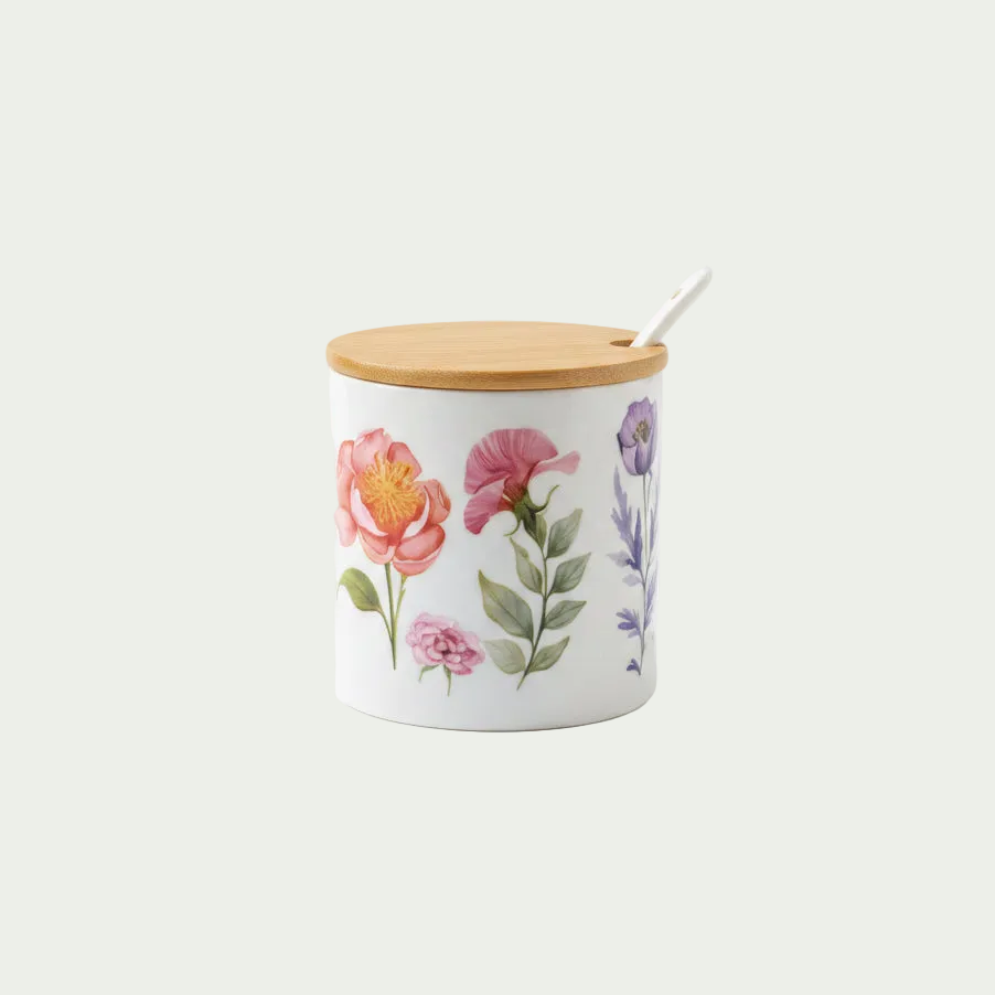 Botanical porcelain Sugar Bowl