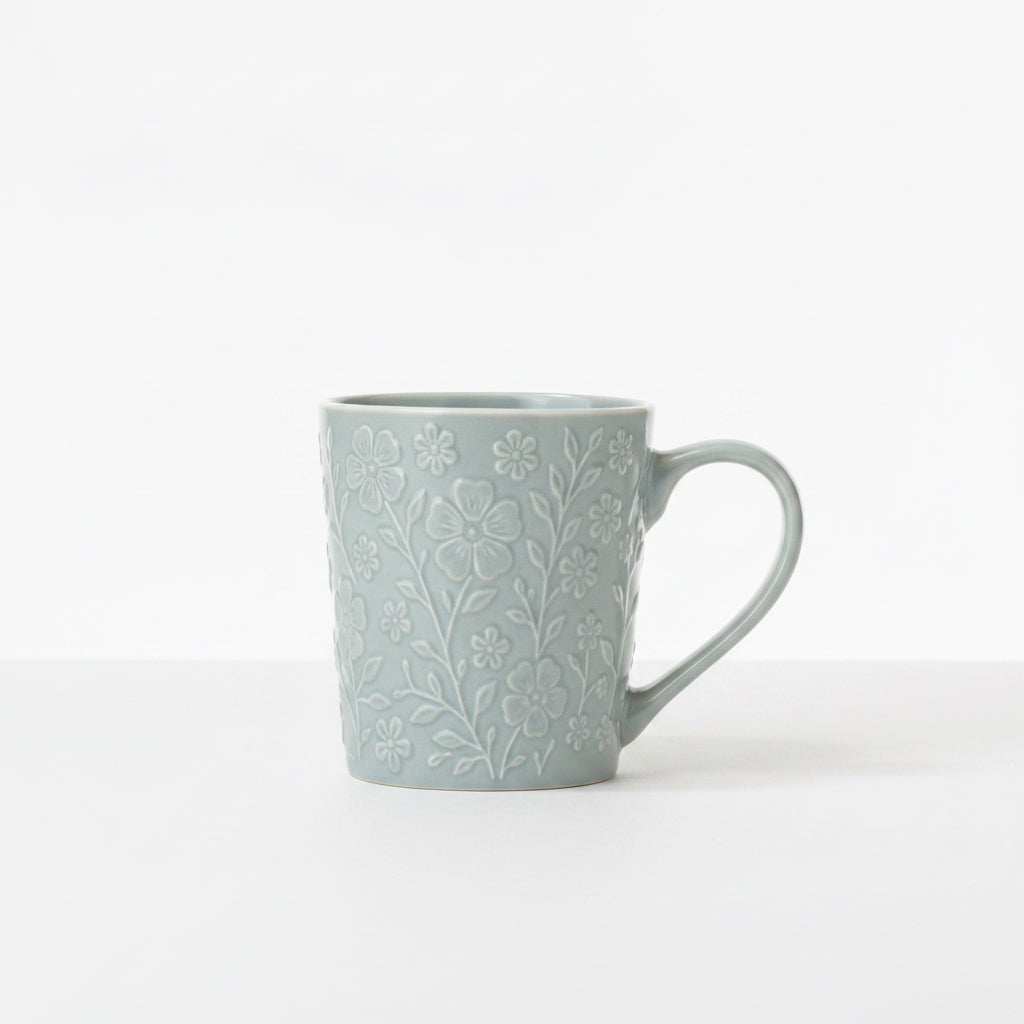 Sage Bloom Embossed Mug