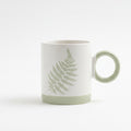 Fern Ceramic Mug — White & Sage