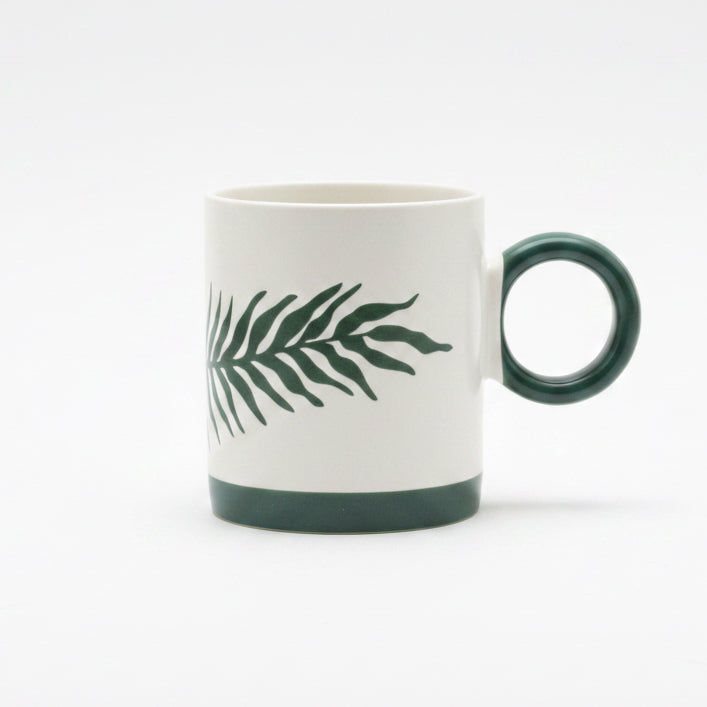 Palm Leaf Ceramic Mug — Forest Green