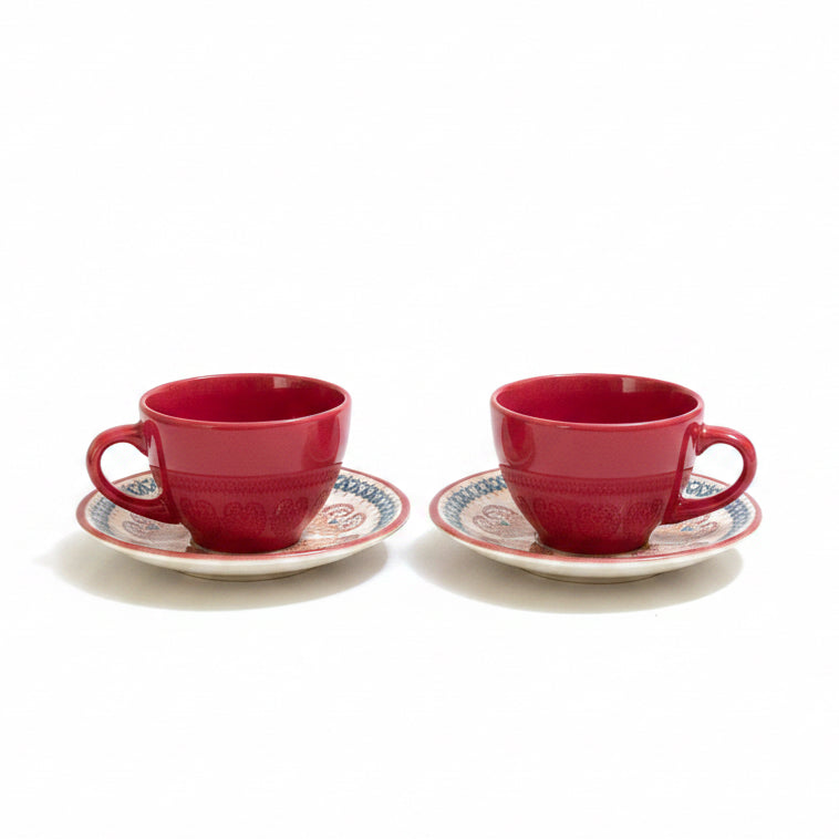 Medallion Tea Cup & Saucer Set — Red