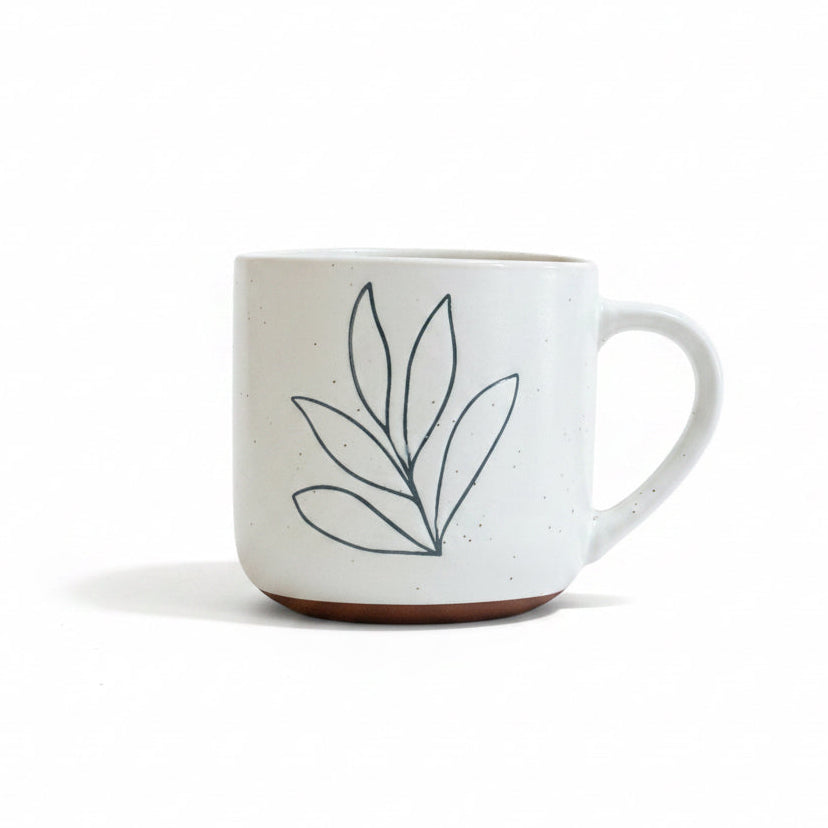 Leaf Line Art Stoneware Mug