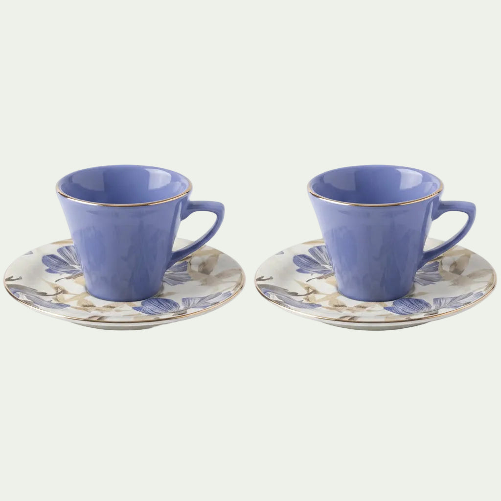 Periwinkle & Magnolia Tea Cup with Saucer