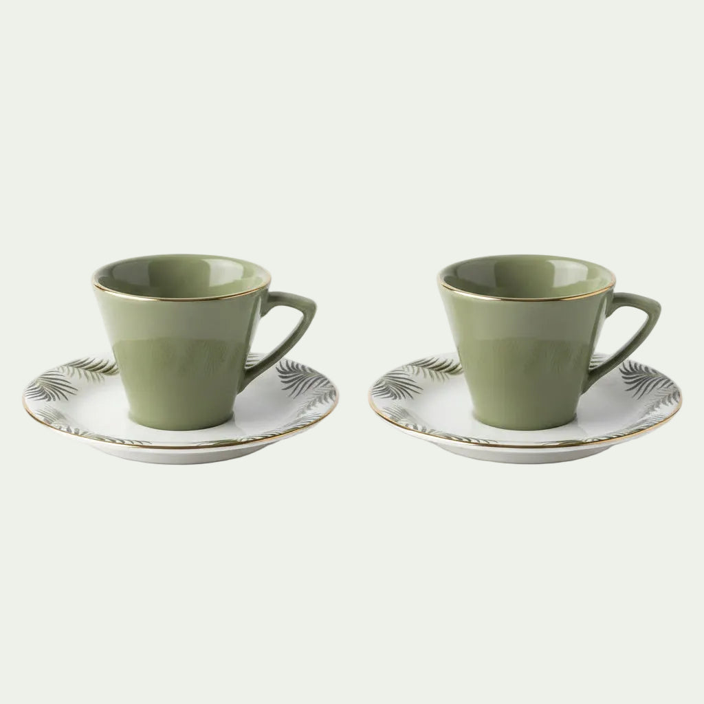 Sage & Palm Tea Cup with Saucer